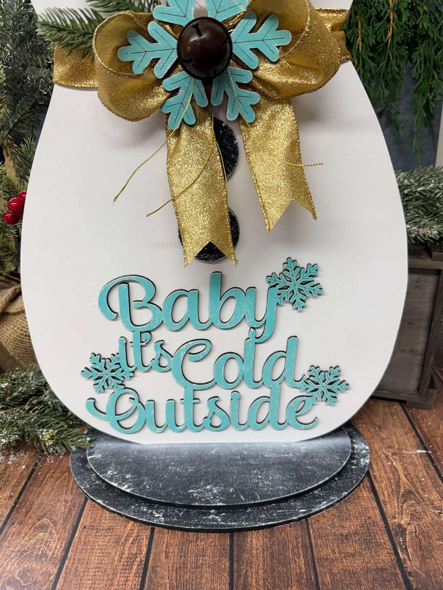 Snowman Baby it’s Cold Outside Christmas Shelf Sitter Winter Wood Decor - Nifty Decor & More