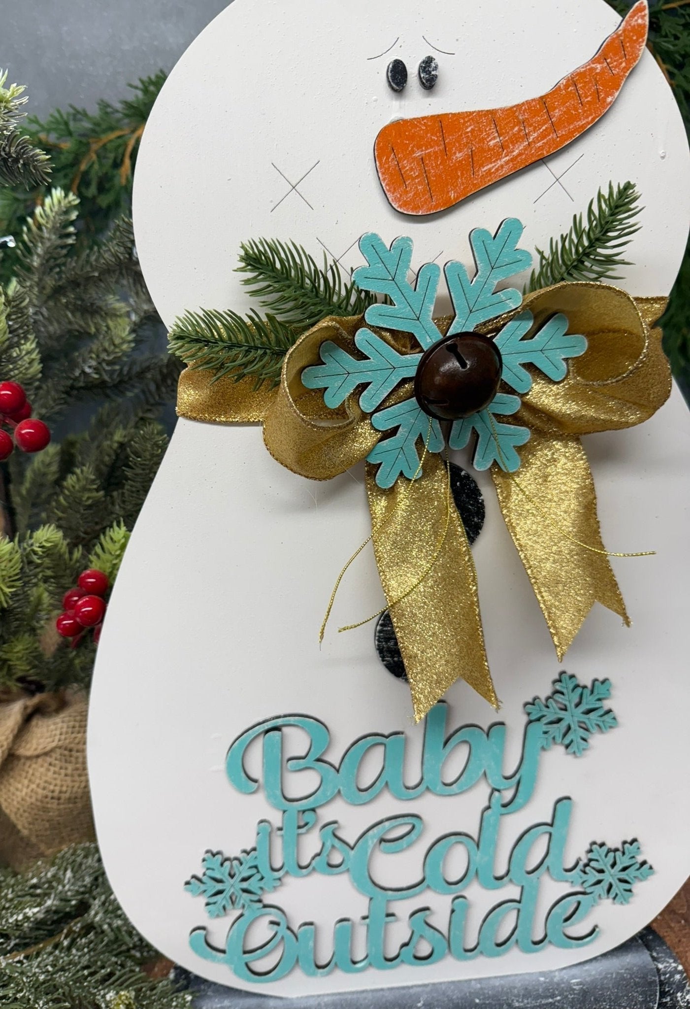Snowman Baby it’s Cold Outside Christmas Shelf Sitter Winter Wood Decor - Nifty Decor & More