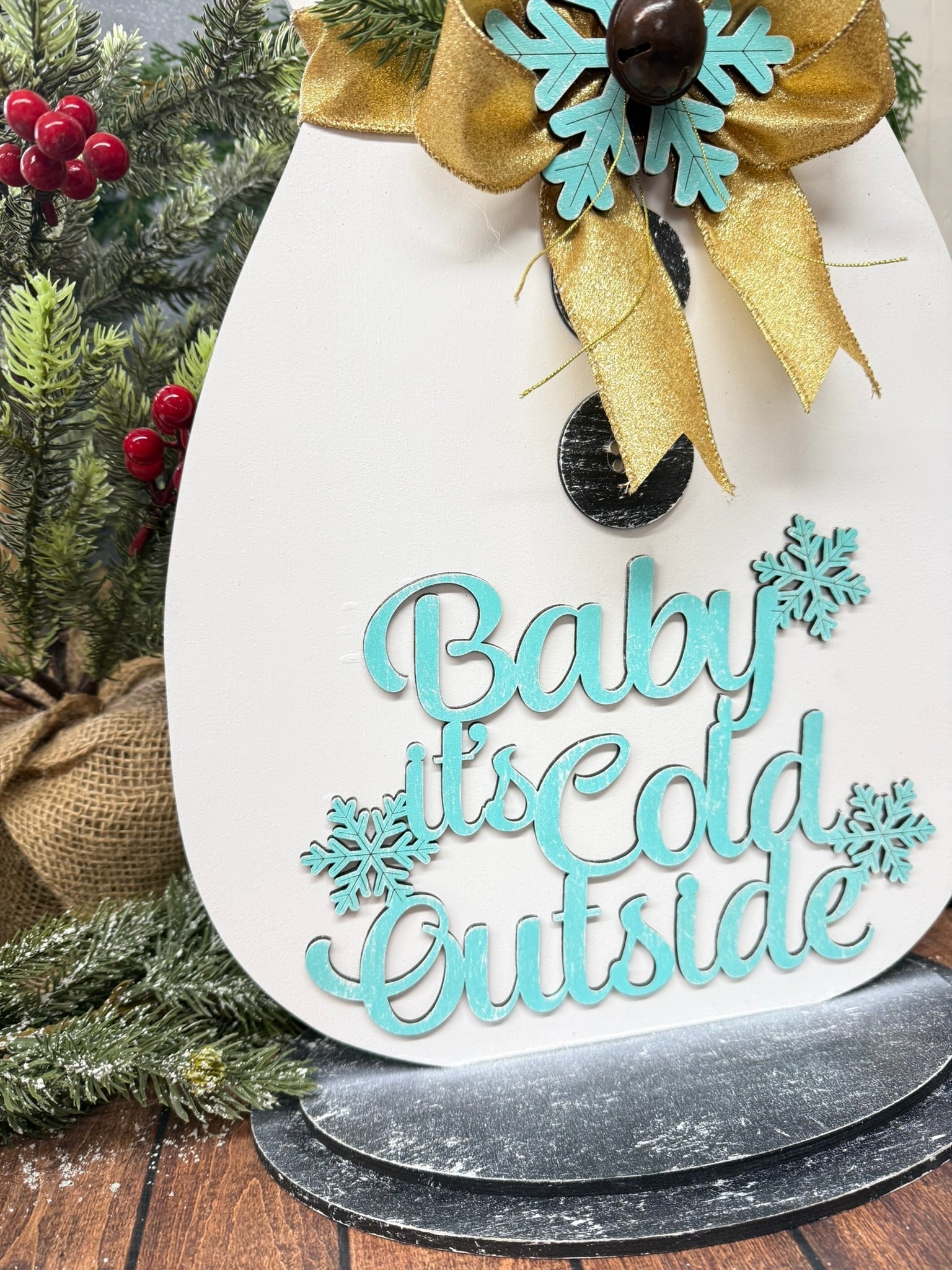 Snowman Baby it’s Cold Outside Christmas Shelf Sitter Winter Wood Decor - Nifty Decor & More