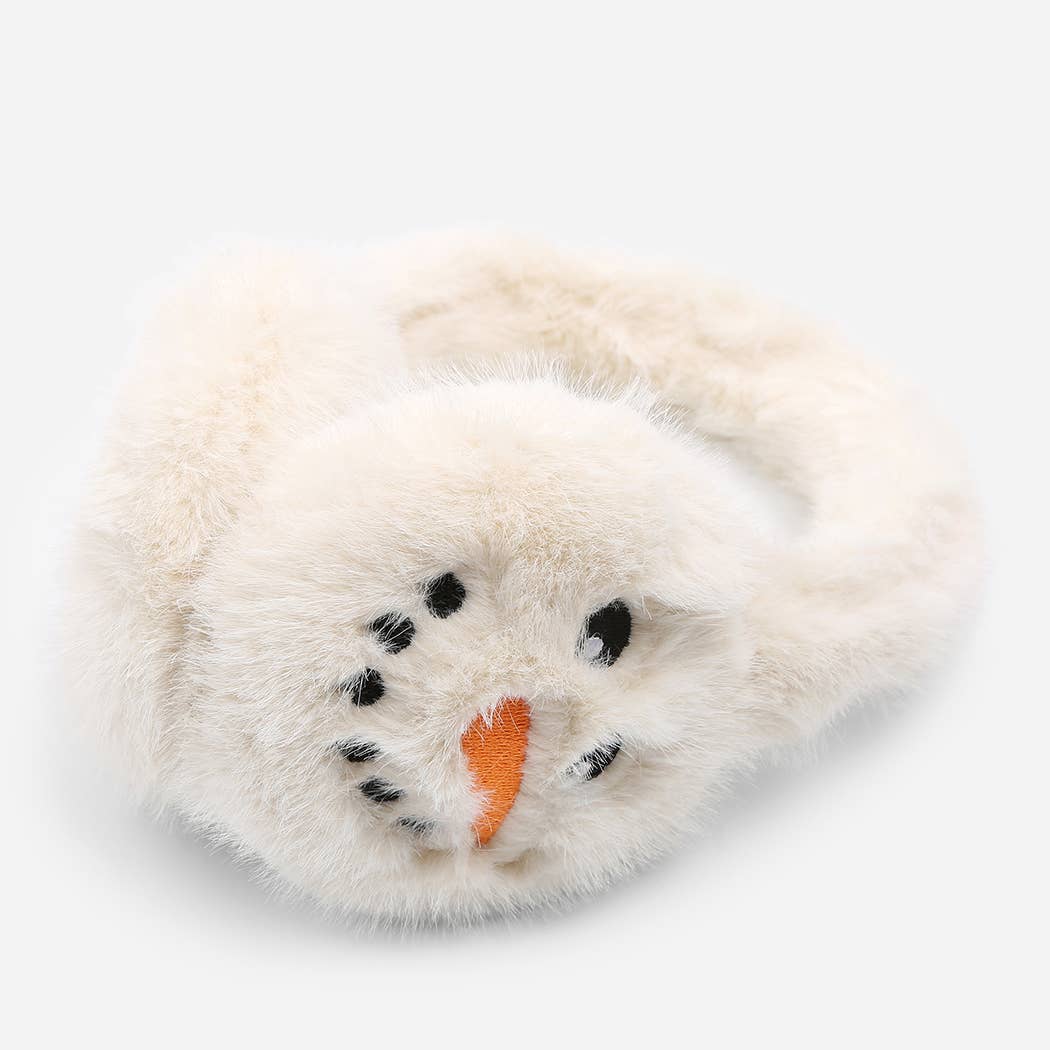 SNOWMAN Faux Fur Embroidered Earmuffs - Nifty Decor & More