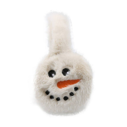 SNOWMAN Faux Fur Embroidered Earmuffs - Nifty Decor & More