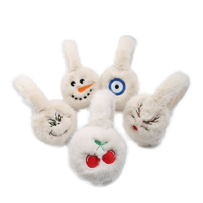 SNOWMAN Faux Fur Embroidered Earmuffs - Nifty Decor & More