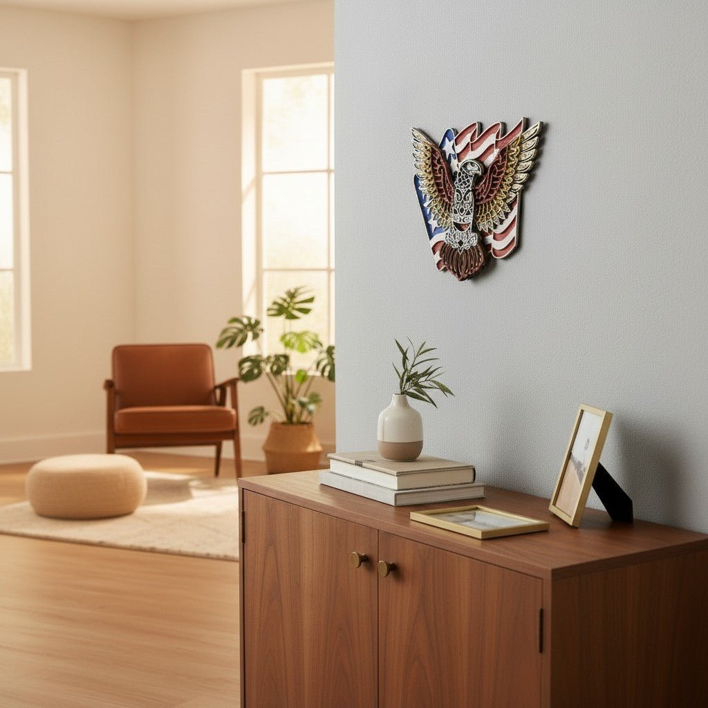 Soaring Eagle American Flag Wall Art - Nifty Decor & More
