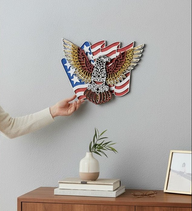 Soaring Eagle American Flag Wall Art - Nifty Decor & More