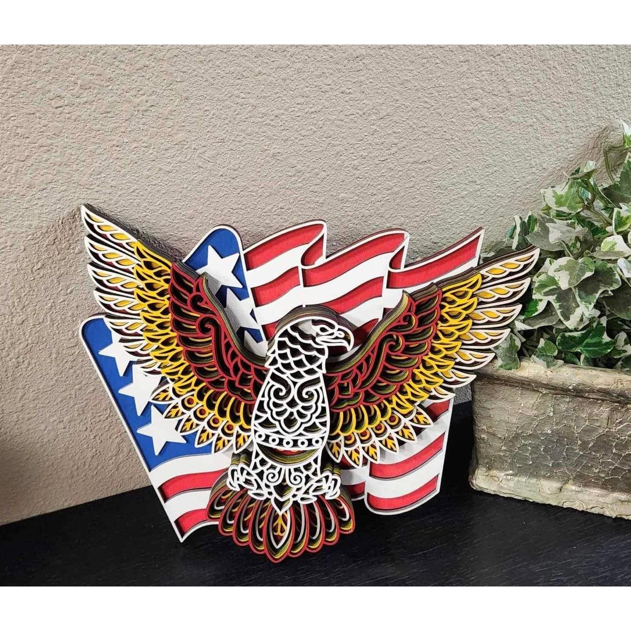 Soaring Eagle American Flag Wall Art - Nifty Decor & More