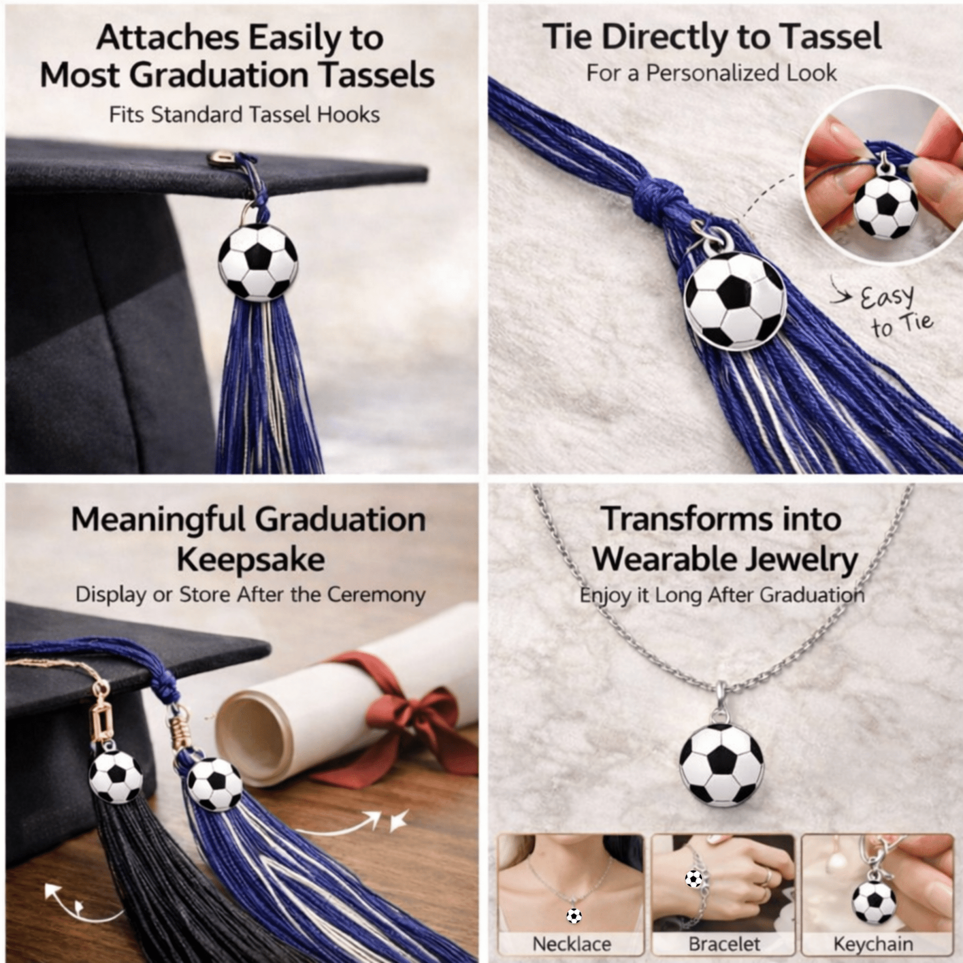 Soccer Graduation Tassel Charm - Nifty Decor & More