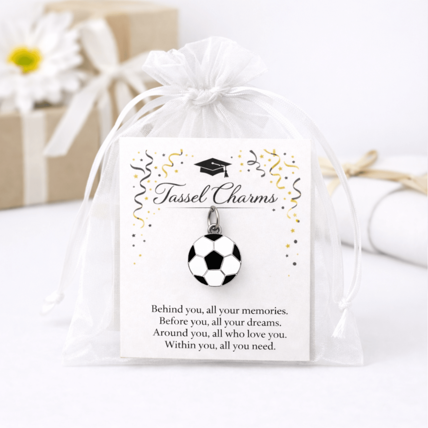 Soccer Graduation Tassel Charm - Nifty Decor & More
