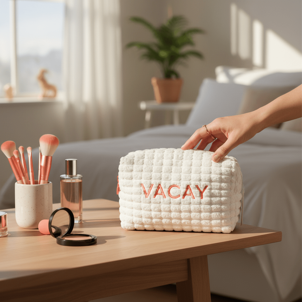 Soft Puff Textured Cosmetic Bag - Nifty Decor & More