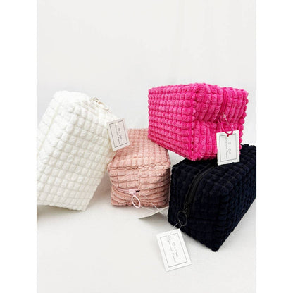 Soft Puff Textured Cosmetic Bag, Lightweight Makeup Organizer Pouch for Travel & Daily Use, Perfect Gift for Beauty Lovers - Nifty Decor & More