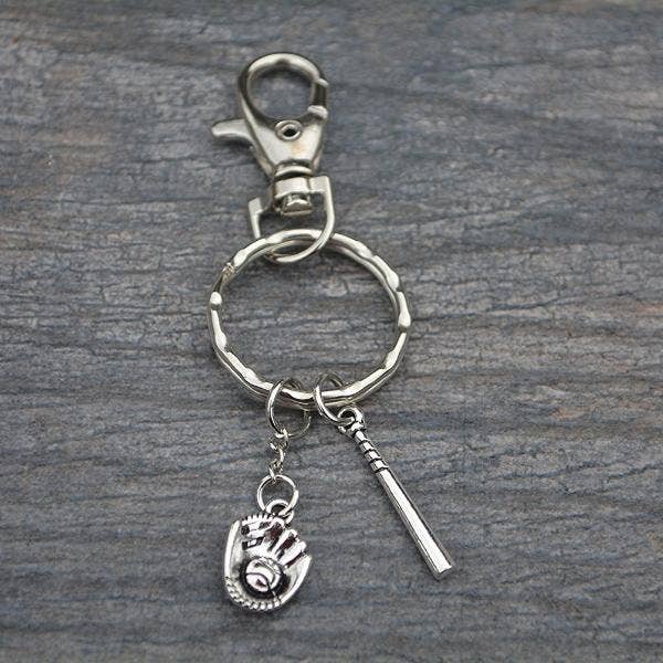 Softball Bat & Glove Zipper Pull Keychain - Nifty Decor & More