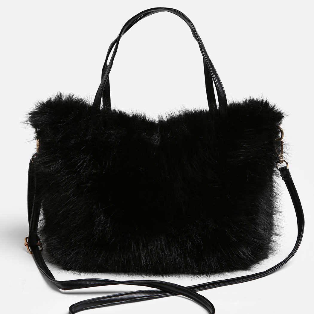 Solid Color Faux Fur Mini Handbag - Nifty Decor & More