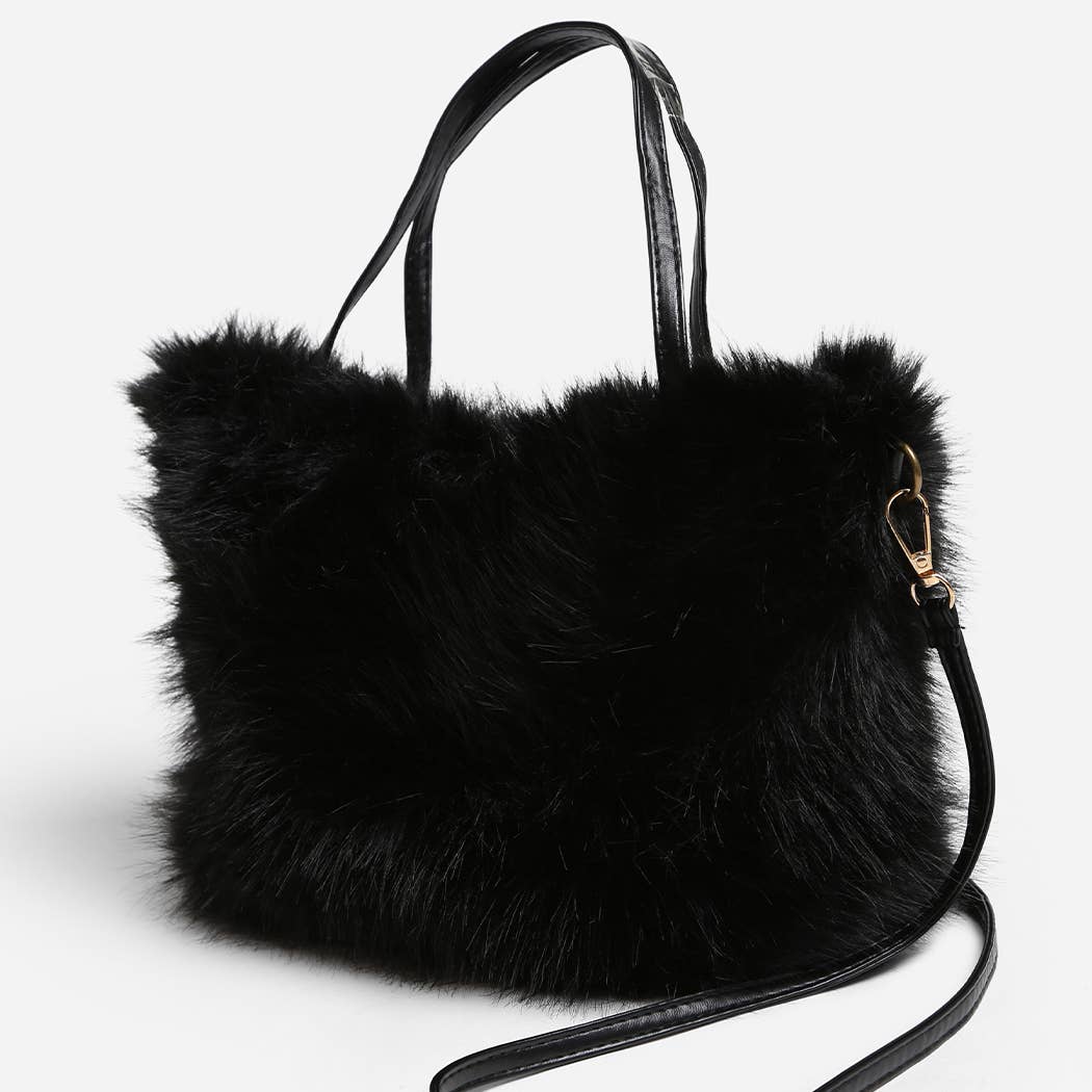 Solid Color Faux Fur Mini Handbag - Nifty Decor & More