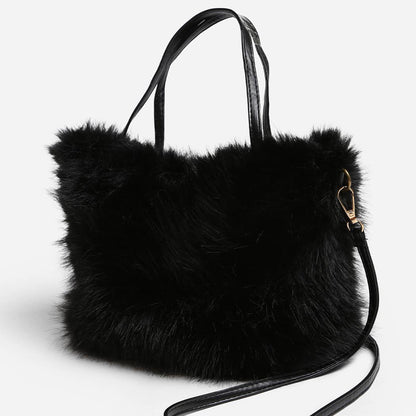 Solid Color Faux Fur Mini Handbag - Nifty Decor & More