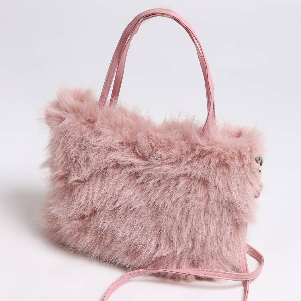 Solid Color Faux Fur Mini Handbag - Nifty Decor & More