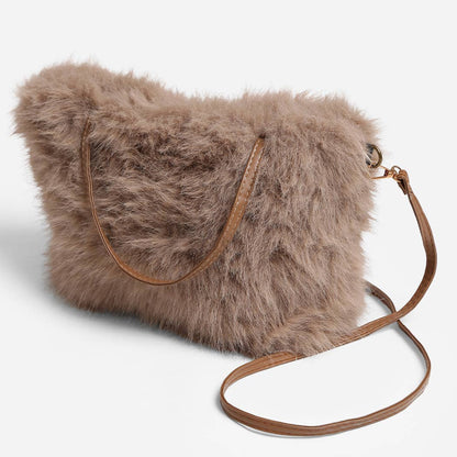 Solid Color Faux Fur Mini Handbag - Nifty Decor & More