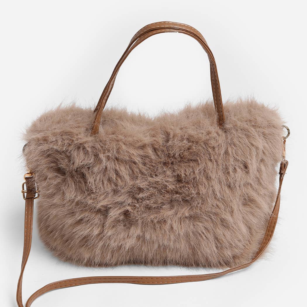 Solid Color Faux Fur Mini Handbag - Nifty Decor & More