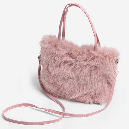 Solid Color Faux Fur Mini Handbag - Nifty Decor & More