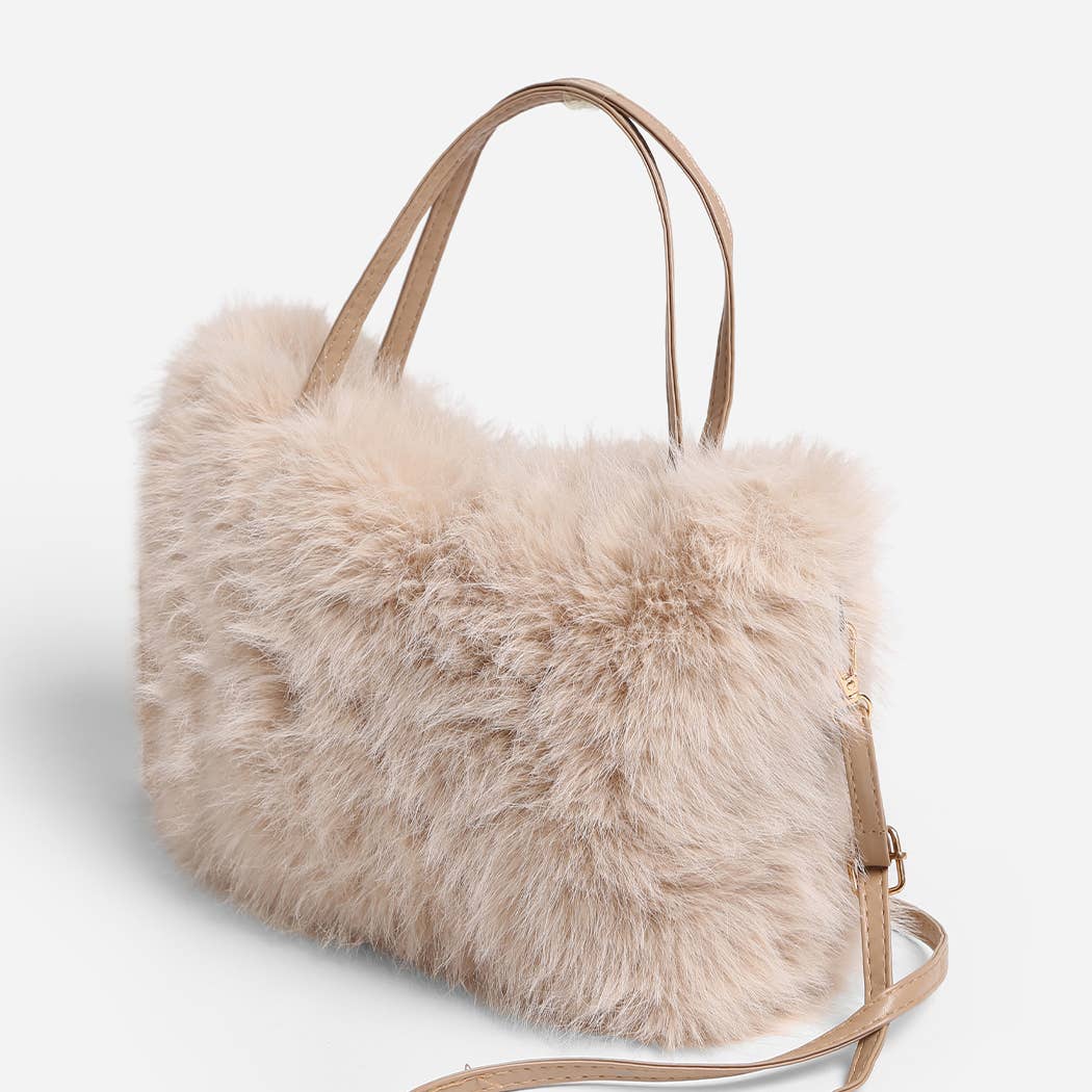 Solid Color Faux Fur Mini Handbag - Nifty Decor & More