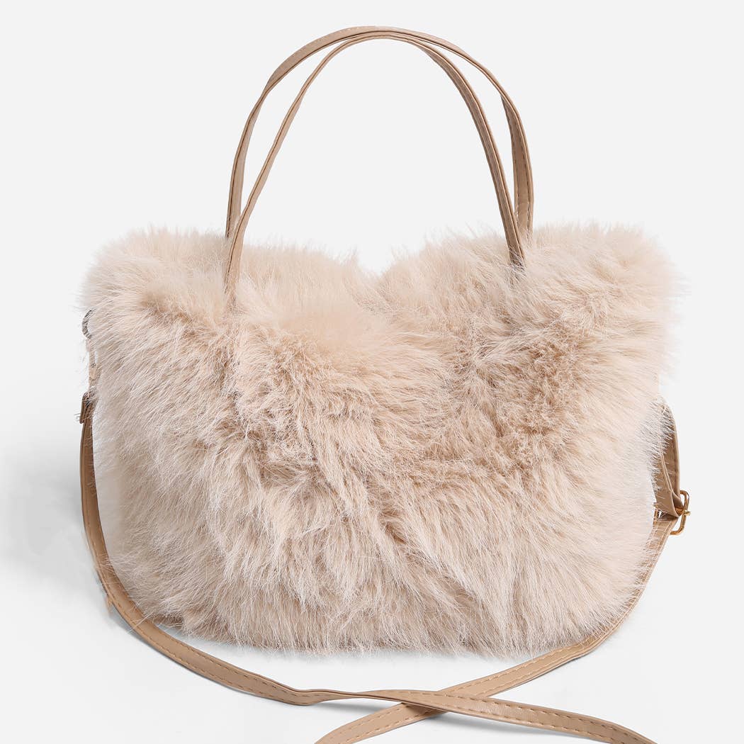 Solid Color Faux Fur Mini Handbag - Nifty Decor & More