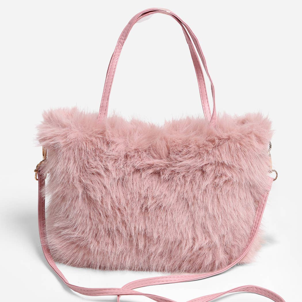 Solid Color Faux Fur Mini Handbag - Nifty Decor & More