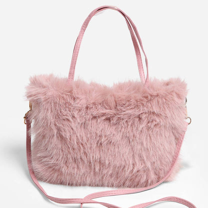 Solid Color Faux Fur Mini Handbag - Nifty Decor & More