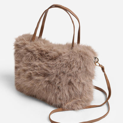 Solid Color Faux Fur Mini Handbag - Nifty Decor & More