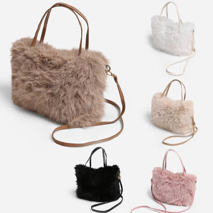 Solid Color Faux Fur Mini Handbag - Nifty Decor & More