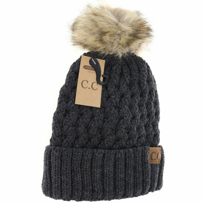 Solid Lattice Stitch Fur Pom - Peanut - Nifty Decor & More