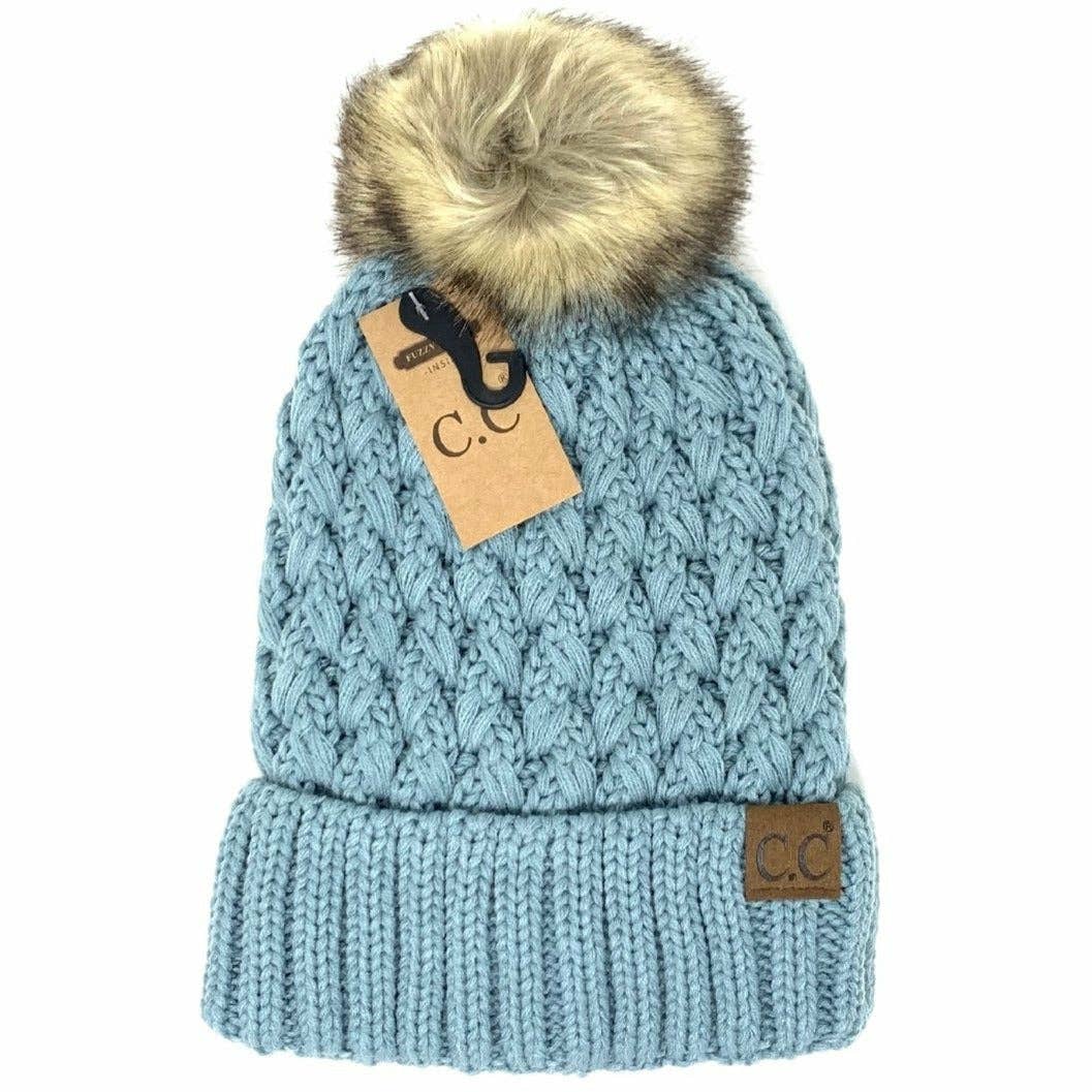 Solid Lattice Stitch Fur Pom - Peanut - Nifty Decor & More