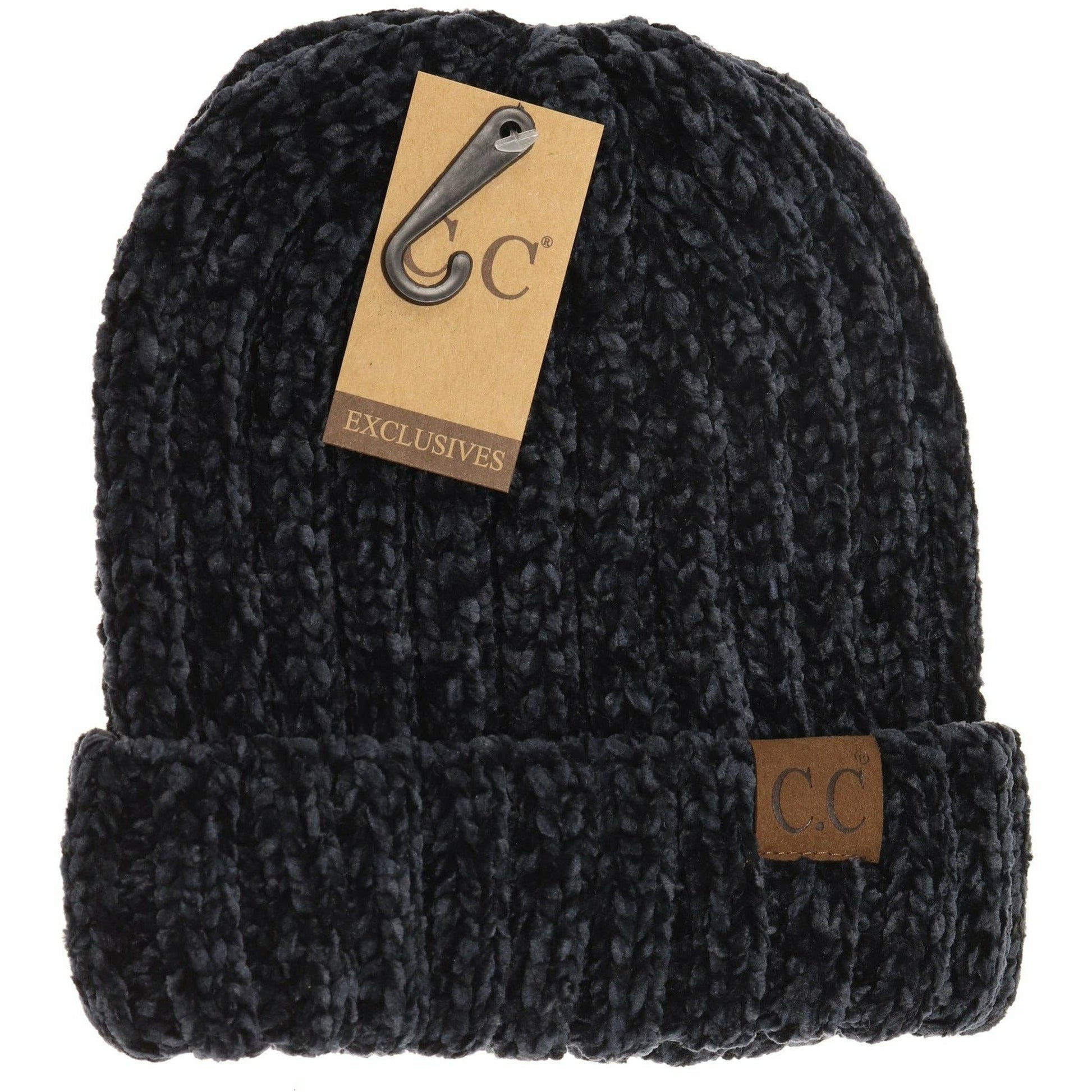 Solid Ribbed Chenille CC Beanie HAT1815