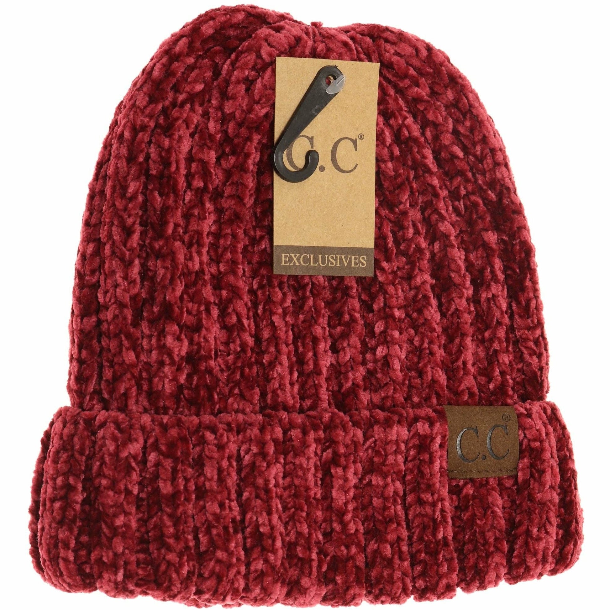 Solid Ribbed Chenille CC Beanie HAT1815