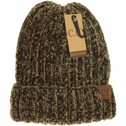 Solid Ribbed Chenille - Taupe Beanie