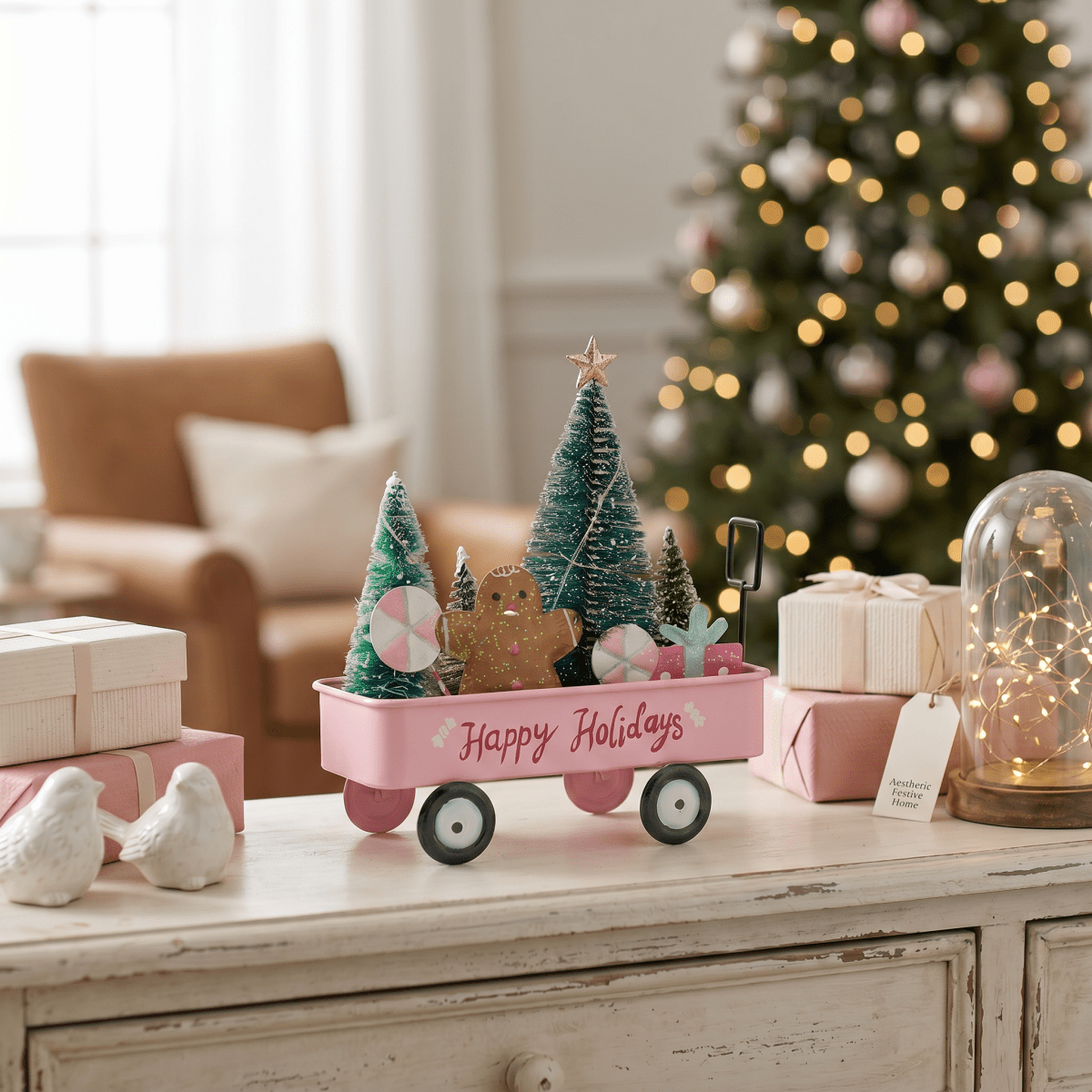 Sparkle LED Happy Holidays Cart - Nifty Decor & More