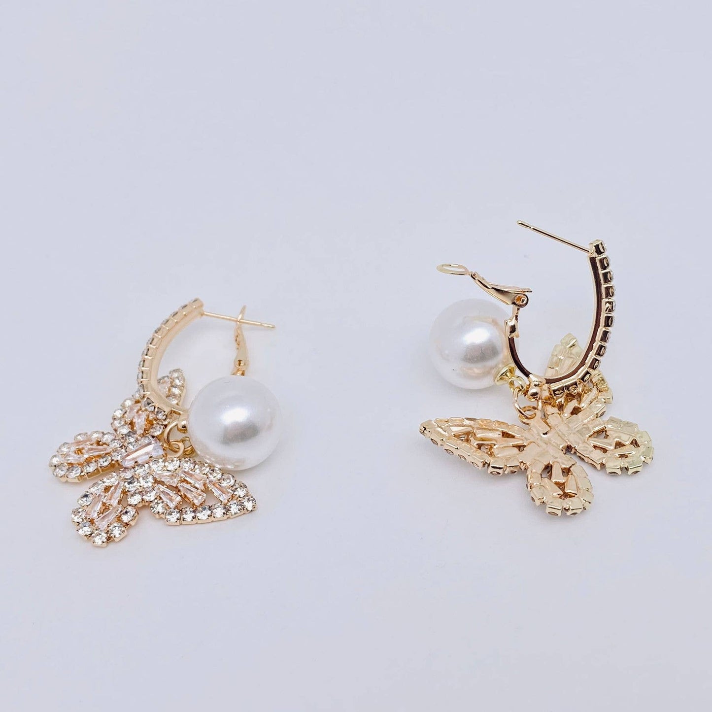 Sparkling Glass Rhinestone Butterfly Huggie Earrings - Nifty Decor & More