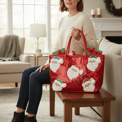 Sparkly Santa Tote Bag - Nifty Decor & More