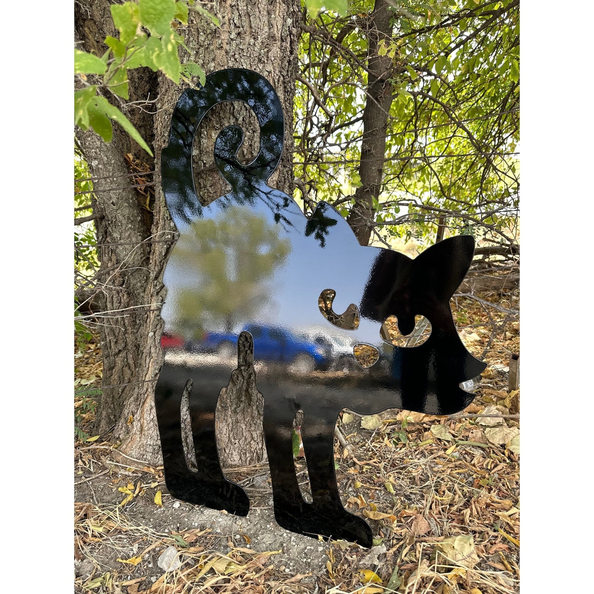 Spooky Cat Metal Yard Art Halloween Decor