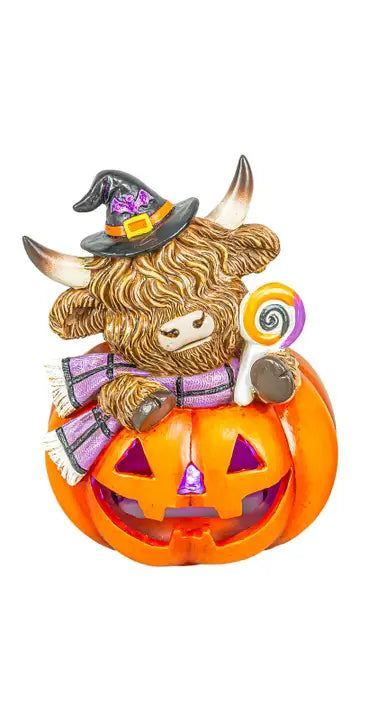 Spooky Halloween Highland Cow Jack-O-Lantern - Nifty Decor & More