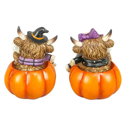 Spooky Halloween Highland Cow Jack-O-Lantern - Nifty Decor & More