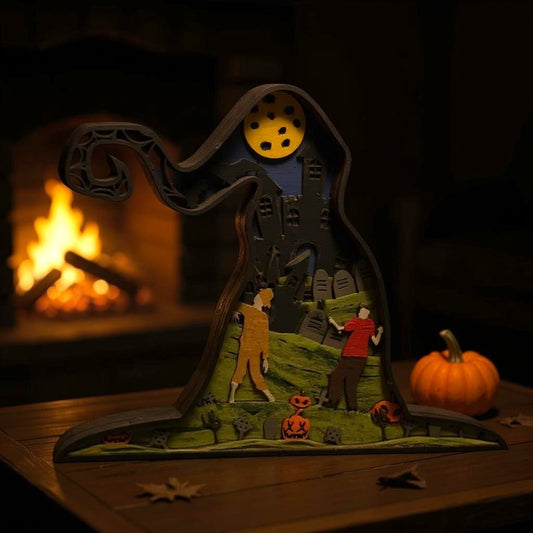 Spooky Witch Hat Scene 3D Halloween Decor
