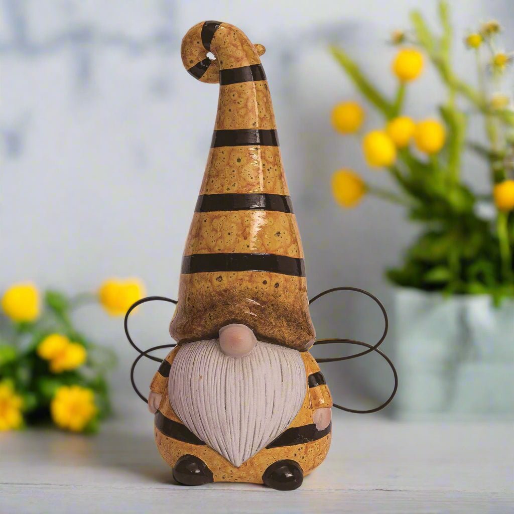 Spring Bee Gnome, Resin Spring Decor, Cute Gnome Figurine, Spring Garden, Easter Home Decor, Springtime Charm - Nifty Decor & More