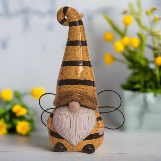 Spring Bee Gnome, Resin Spring Decor, Cute Gnome Figurine, Spring Garden, Easter Home Decor, Springtime Charm - Nifty Decor & More