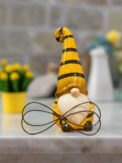 Spring Bee Gnome, Resin Spring Decor, Cute Gnome Figurine, Spring Garden, Easter Home Decor, Springtime Charm - Nifty Decor & More