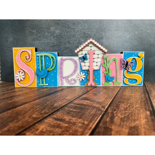 Spring Chunky Word Block Spring Shelf Sitter