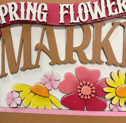 Spring Flower Market Sign | Vintage Floral Decor for Home | Rustic Wall Art | Farmhouse Style Decorations & Garden Signs - Nifty Decor & More