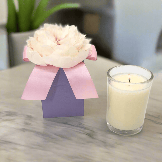 Spring Hyacinth 8 oz LUX Candle, Elegant Floral Scented Candle in Decorative Flower Box, Ideal Gift for Spring & Housewarming - Nifty Decor & More