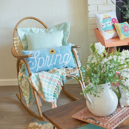 Spring Plaid Throw Blanket, Soft Yellow & Blue Cozy Accent, Warm Stylish Home Throw, Thoughtful Gift for Her