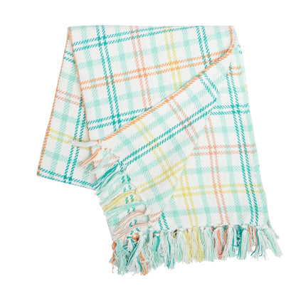 Spring Plaid Throw Blanket, Soft Yellow & Blue Cozy Accent, Warm Stylish Home Throw, Thoughtful Gift for Her