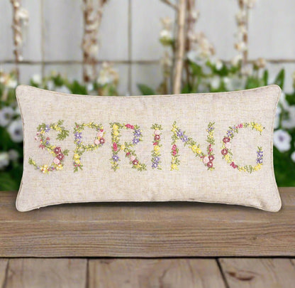 Spring Throw Pillow with Floral Letters, Decorative Accent Pillow for Home Decor, Perfect Seasonal Gift - Nifty Decor & More
