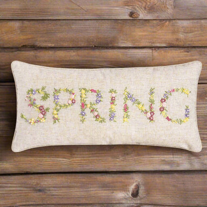 Spring Throw Pillow with Floral Letters, Decorative Accent Pillow for Home Decor, Perfect Seasonal Gift - Nifty Decor & More