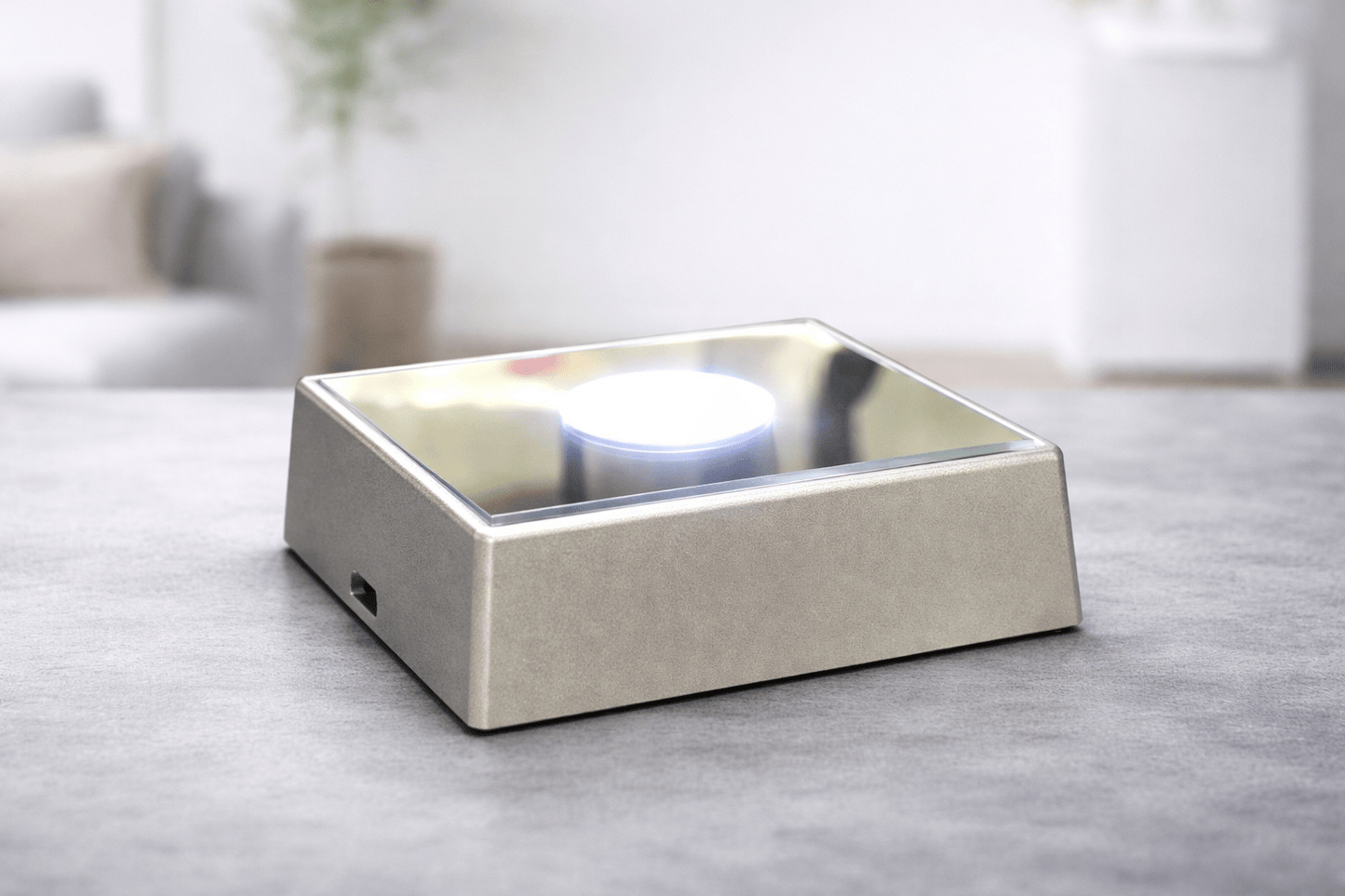 Square Silver LED Light Base with USB Cable – For Engraved Crystal Display - Nifty Decor & More